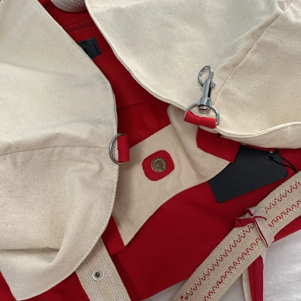 Saldarini Red and Cream Travel Beach Tote Bag - NWOT - Picture 3 of 6